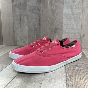 Keds Women's Champion Core Canvas Sneaker Shoes Low Lace Up Hot Pink Size 7.5